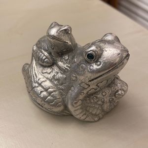 Arthur Court Design Silver Mother Frog with Green Eyes - Signed